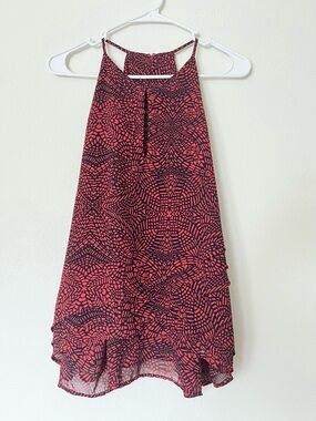Banana Republic Pink and Black Patterned Halter Camisole